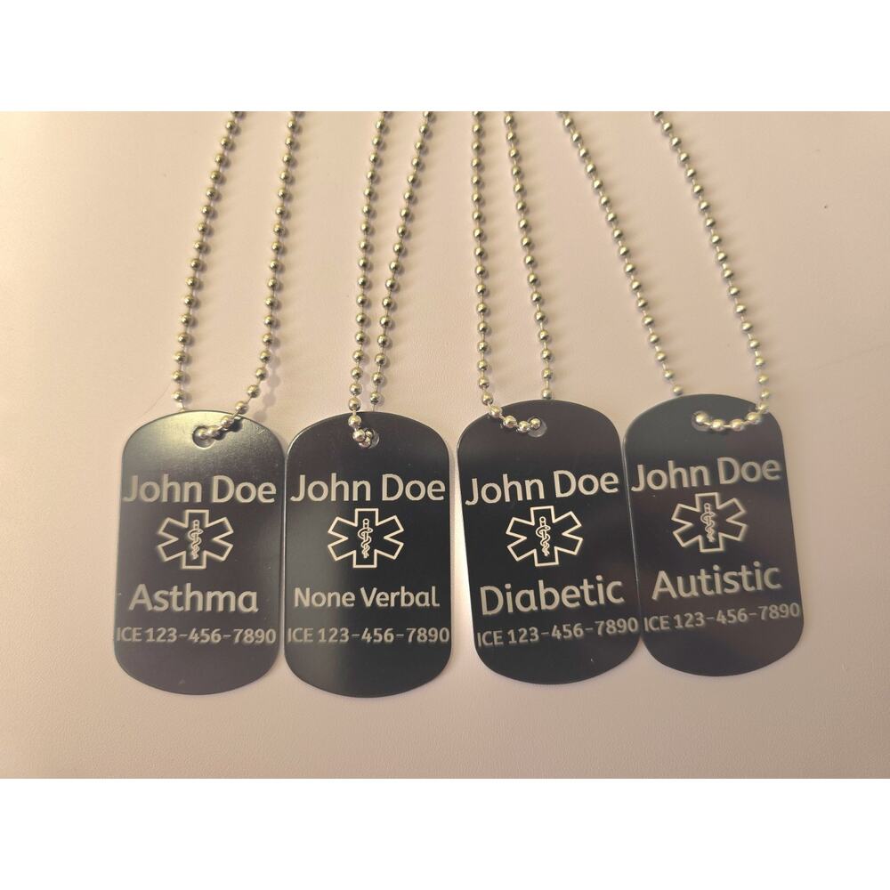 Medical Alert Necklace Dog Tag Buy 2 Get 1 Free Free Engraving